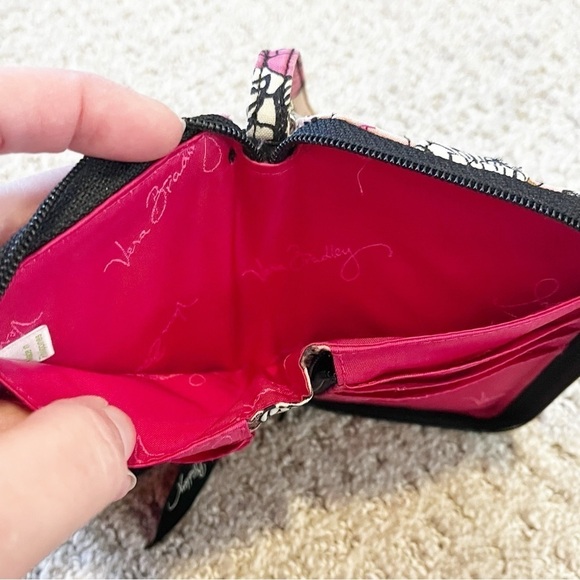 Vera Bradley Wristlet Wallet Mocha Rouge Organizer Key Chain Travel ID Holder - Picture 5 of 9